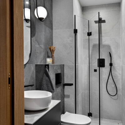 AFG Studio - architektura wnętrz -dom Czeladź - wc - aranżacja łazienki
